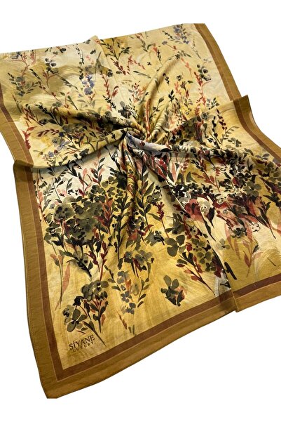 Siyane Σάλι από βισκόζη Cupra με λαδί πράσινο λουλούδι