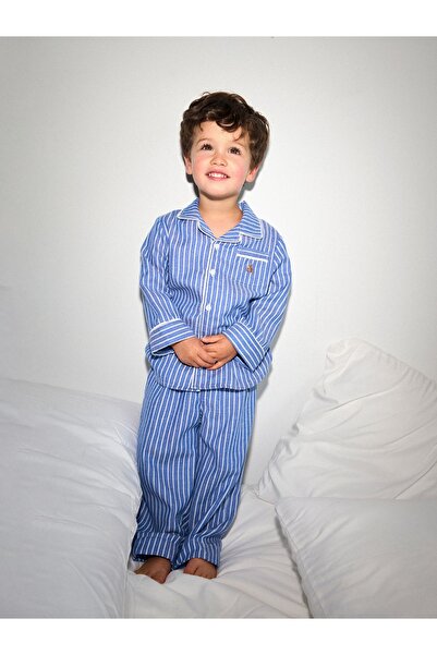 GAP Bebek Mavi Geri Dönüştürülmüş Flannel Pijama Takımı