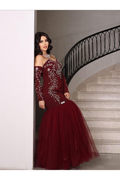 Heidi Burgundy embroidered dress