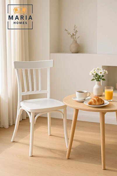 MARIA HOMES كرسي طعام بلاستيكي أبيض ذو ظهر شبكي - كرسي طعام عصري بدون مساند ذ...