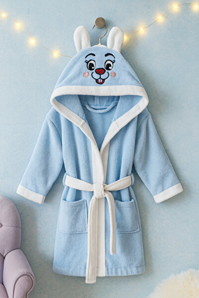 Loova Children's Bathrobe Salmon Color 5-6-7 Years Old 100% Cotton Buldan Wov...