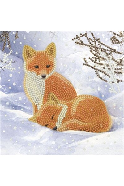 Craft Buddy Set creativ tablou cu cristale Crystal Art Card, Vulpite, 18x18cm,