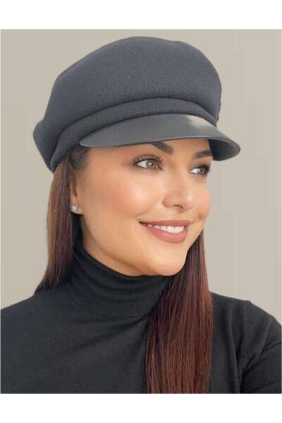Confortino Luxury women's fabric cap with leather visor ANNE - ONE SIZE & ADJUSTABLE