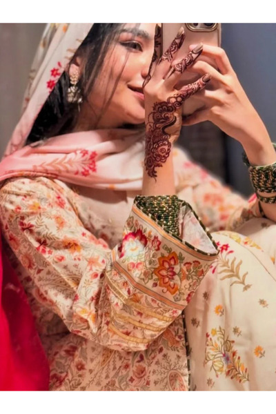 MYSMAR Light Green Colored Swiss Jacquard Lawn Top Bottom Dupatta - BPK1001 | Light Green