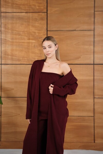 GİYSİ DÜNYASI 57 Knitted Fabric Standard Size Hierka Pants Blouse 3-Piece Set