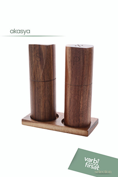 Varbifırsat 2-Piece Acacia Salt and Pepper Shaker Set