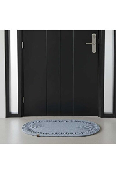 MTG JÜT TASARIM Açık Gri Desenli Oval Jüt Büyük Boy Paspas – Çok Amaçlı Kullanım