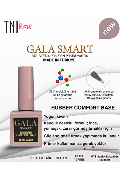 gala smart Tnl Rose Rubber Comfort Base 10 ml Yoğun Kıvam Base Coat Güçlendir...