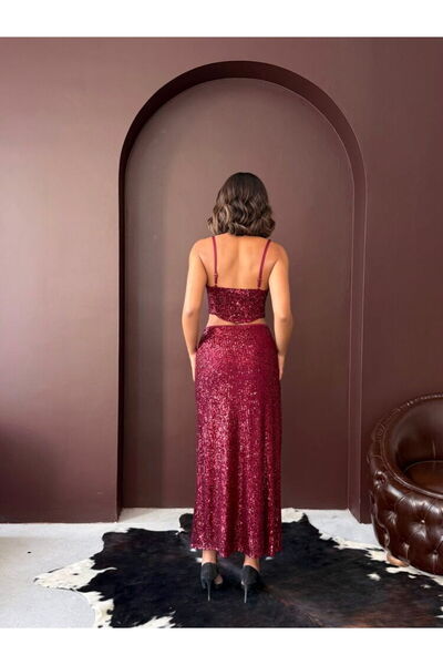 Lady Pixie High Waist Sequined Long Skirt