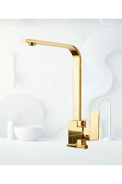 ESKAHOME Eska Armatür Gold Kare Mutfak Lavabo Bataryası Kapa 2 Yıl Garantili