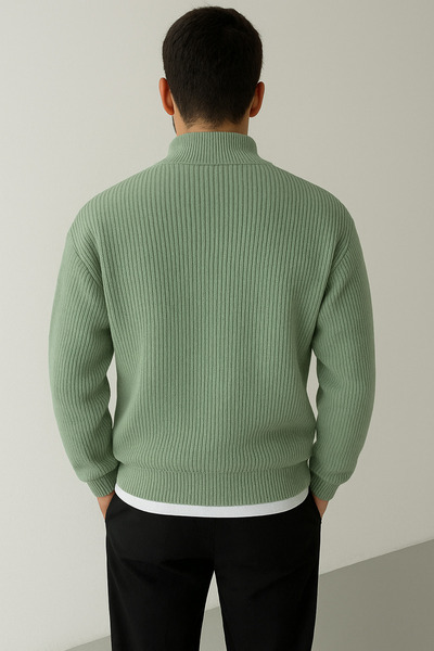 beuivo Men's Half Zipper Mock Neck Sweatshirt Thessaloniki Knitted Sweater