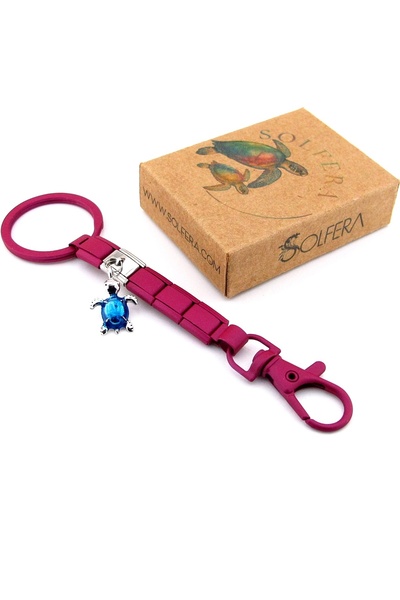 Solfera Turtle Sea Reef Fuchsia Stainless Steel Charm Bag Ornament Keychain Ky093