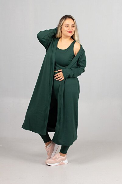 Truva XXL طقم ثلاثي من Inside Ş مبطن بالصوف – بنطلون ضيق – كارديجان مقاس كبير يحافظ على الدفء في الشتاء