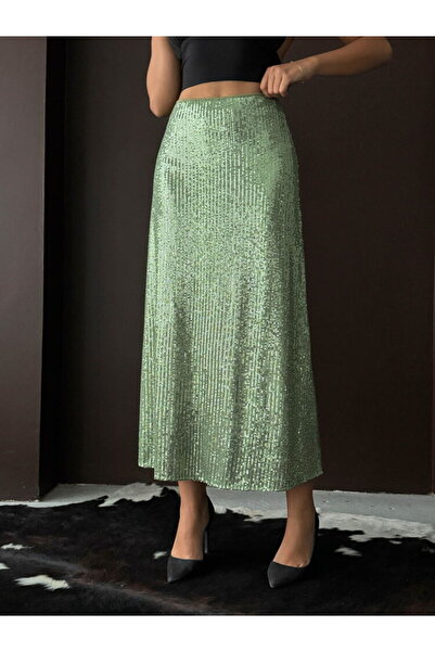 Lady Pixie High Waist Sequined Long Skirt
