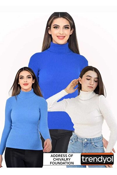 LaFont Henek Women's Winter Knitted Sweater, 3 Pieces, Different Colors, Same as Shown in the Picture