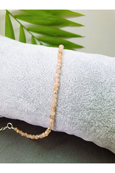 Abundo Natural sunstone and 925 silver bracelet, 17 cm