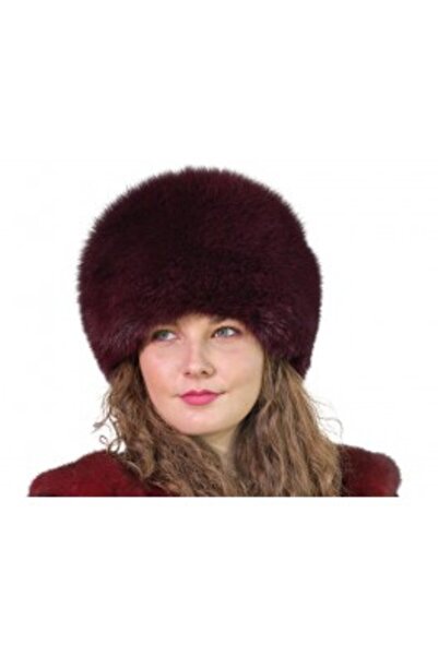 PFA CIOCARLAN ELENA Women's leather and fox fur hat, red, CF104 56 cm