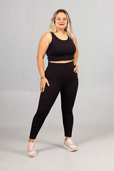 Truva XXL İçi Ş Fleece-Lined Crop – Leggings – Cardigan Triple Set Plus Size Warm Winter Combination