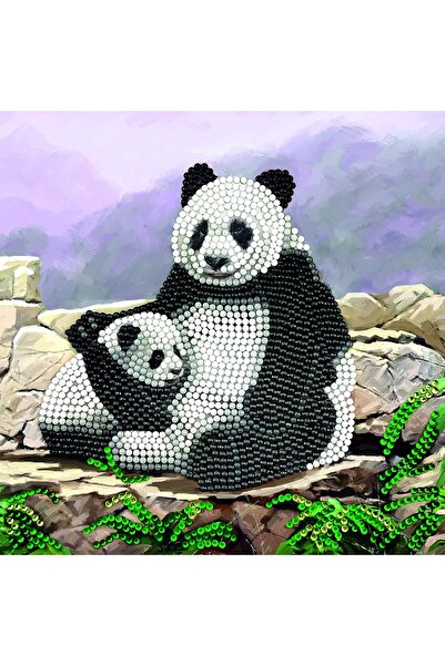 Craft Buddy Set creativ tablou cu cristale Crystal Art Card, Panda, 18x18cm,