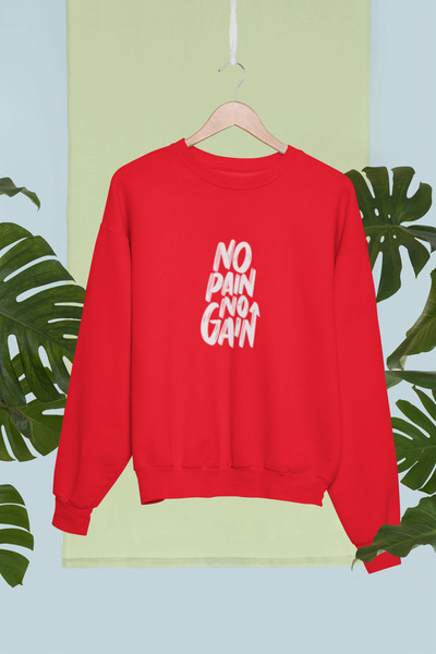 MG سويت شيرت NO PAIN NO GAIN مطبوع من القطن بأكمام طويلة وثلاث خيوط SHA مبطن ...