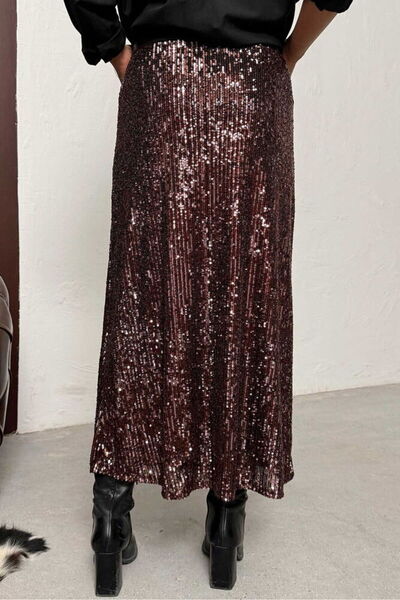 Lady Pixie High Waist Sequined Long Skirt