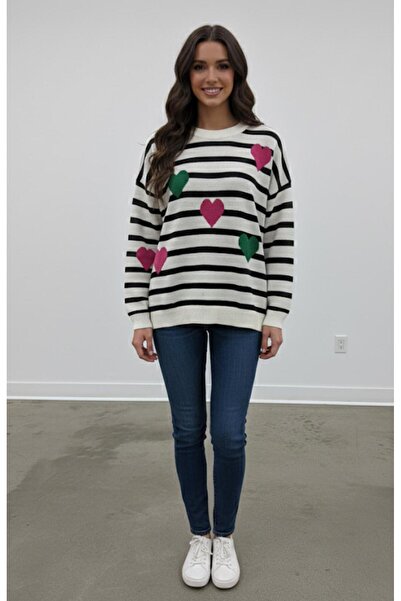 Cockatoo Blue Pink Heart Women's Knitwear Sweater