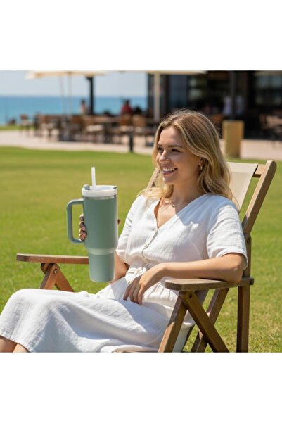 PERLOTUS 1200 ml Thermos Flask with Straw Double Layer Steel, Keeps Cold for ...