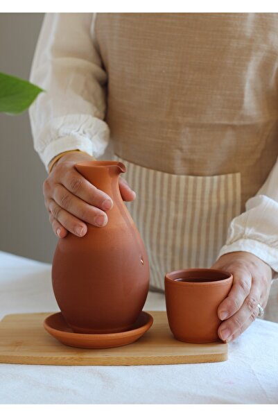 Toprak Ürünler Klasik El Yapımı Canlı Su İçin Kullanılan 1 Litre Sırsız Topra...