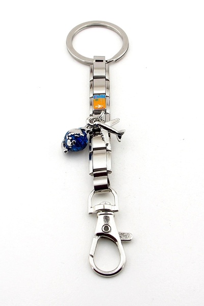Solfera Airplane Ticket Boarding Pass World Vacation Shiny Steel Charm Bag Ornament Keychain Ky088