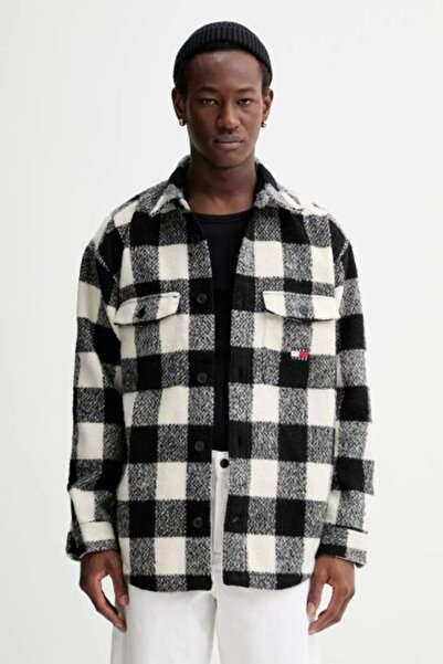 Tommy Hilfiger Tjm Check Erkek Siyah Overshirt