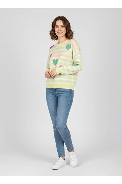 Cockatoo Blue Pink Heart Women's Knitwear Sweater