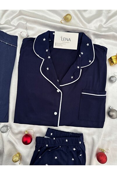 Lena Homewears Daily Comfortable Lover Couple Long Sleeve Pajama Set (Set of 2)