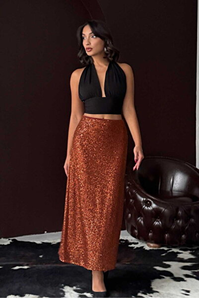 Lady Pixie High Waist Sequined Long Skirt