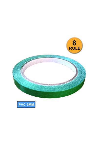 OEM Set de 8 role de bandă adezivă PVC 9 mm x 66 m, verde