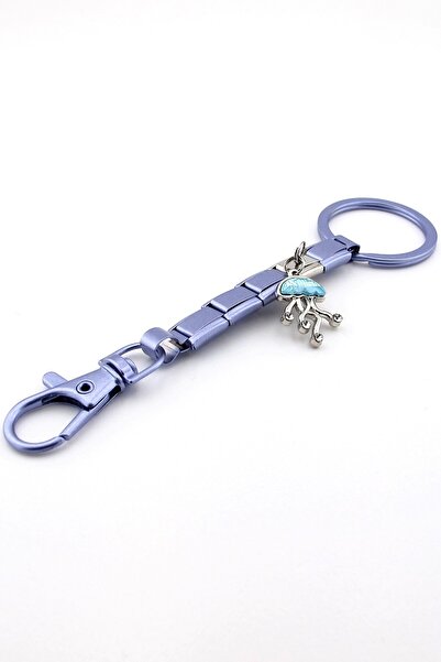 Solfera Jellyfish Ocean Reef Purple Stainless Steel Charm Bag Ornament Keychain Ky097