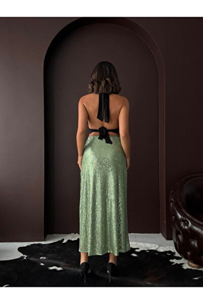 Lady Pixie High Waist Sequined Long Skirt