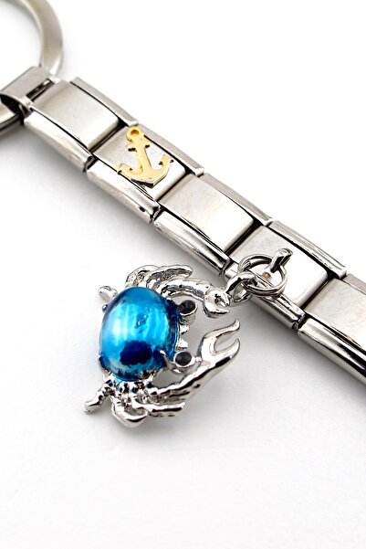 Solfera Blue Crab Anchor Sailor Marine Shiny Steel Charm Bag Ornament Keychain Ky099