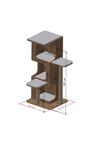 Patihomes Pro Layered Cat Scratching Play House - 3 Slots - 18mm Mdf - with Cushion