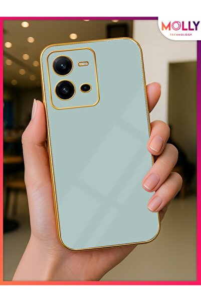 Molly Water Green Silicone Case with Gold Detail on the Edges for Vivo V25