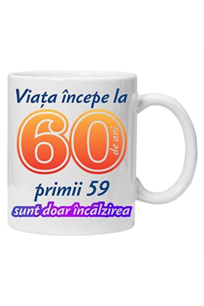 CRD PRINT Personalized mug "Life begins at" - 60 years, 330 ml, white
