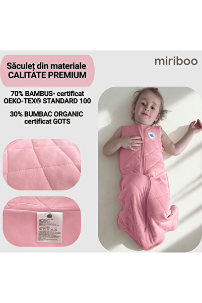 Miriboo Sleeping Bag for Babies and Children, 6-12 months, 1 TOG, PREMIUM Bamboo, Temperature Indicator