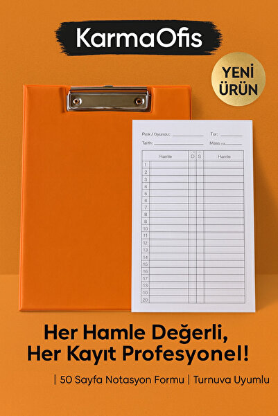 KarmaOfis مجموعة سكرتارية لتسجيل الحركات في الشطرنج مقاس 17 × 24 سم - 50 ورقة...