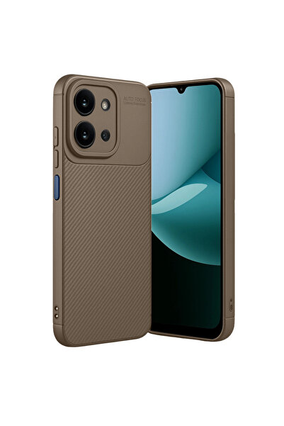 Twin Store غطاء كربوني لهاتف ريدمي 15C بتقنية 4G مع تركيز تلقائي - بني