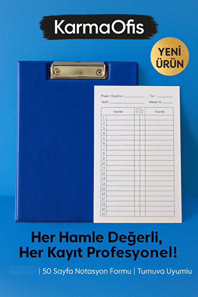 KarmaOfis Chess Notation Secretary Set 17X24 cm – 50 Sheets Game Record Form ...