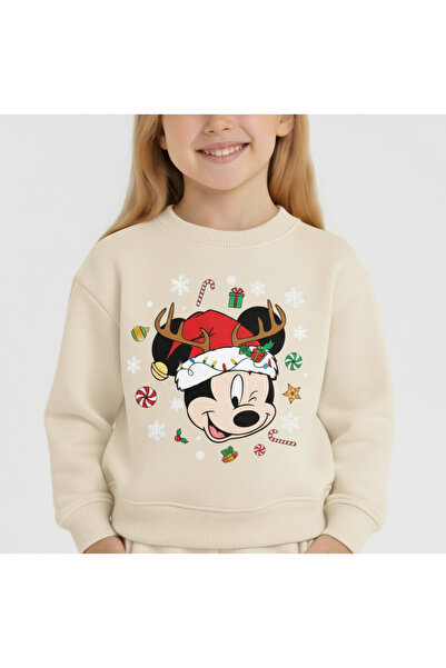 LİTTLE TORTOİSE Girl's New Year Christmas Special Printed Sweatshirt Tracksuit Set