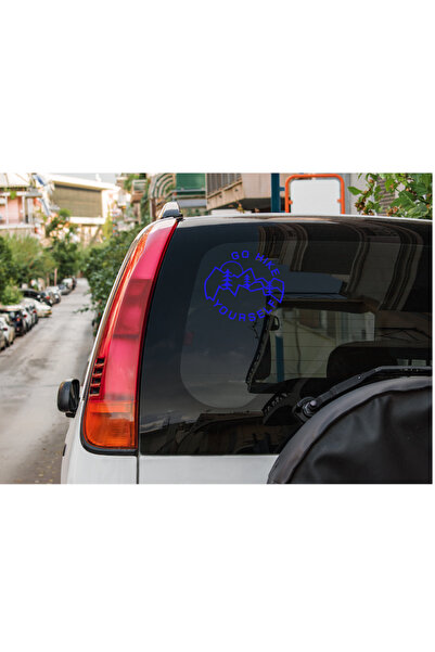 Oracal Car sticker 'Go hike yourself', 15x15 cm, Blue