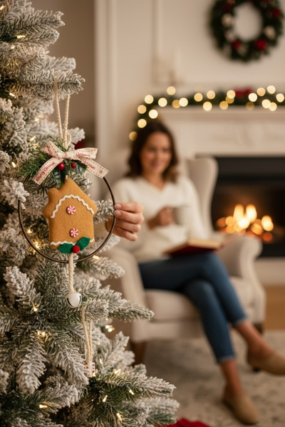 madamina Ornament pentru ușă cu inel cu trenă cu tematică de Crăciun, cu desi...