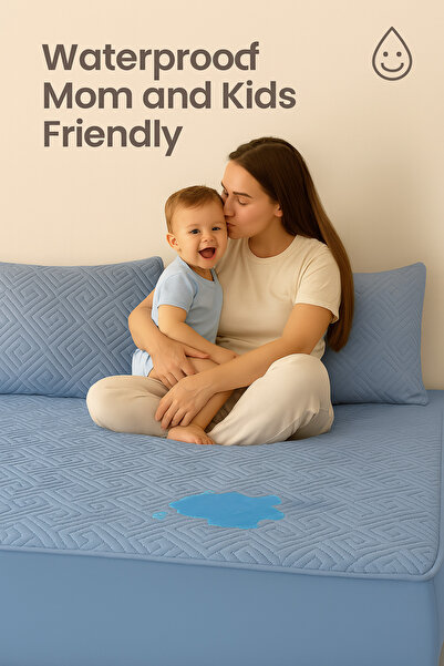 OEM Set Husa Protectie Saltea, Matlasata din 3 piese din Bumbac 100%, Impermeabila