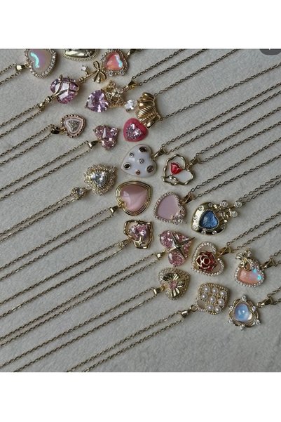 Kokoş Mini Heart Powder Pink and Gold Detail