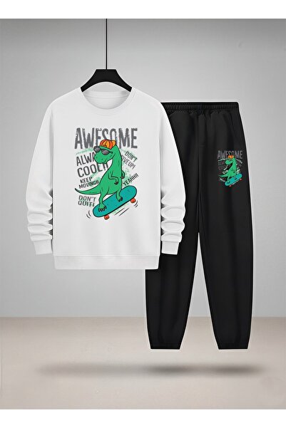 LORVEX Swea tricou pentru băieți - Set de trening cu gât rotund SKATEBOARD DI...